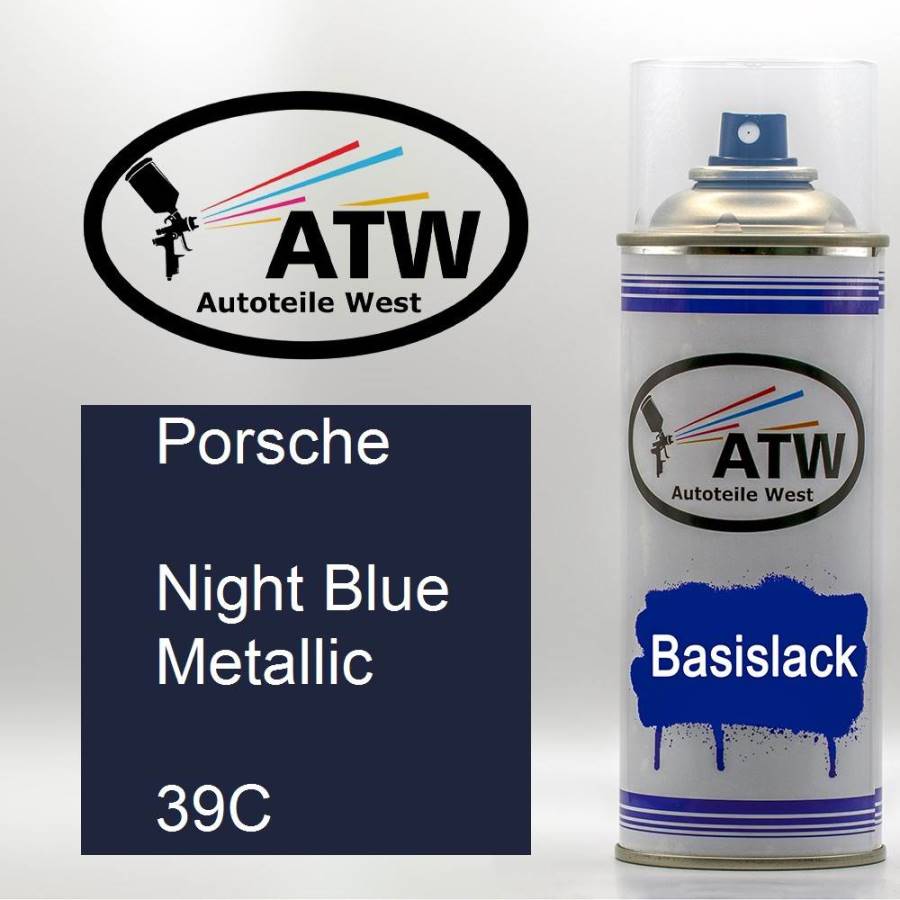 Porsche, Night Blue Metallic, 39C: 400ml Sprühdose, von ATW Autoteile West.
